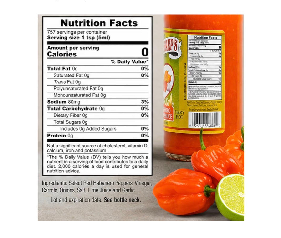 Marie Sharp's Fiery Hot Habanero Hot Sauce 10 oz